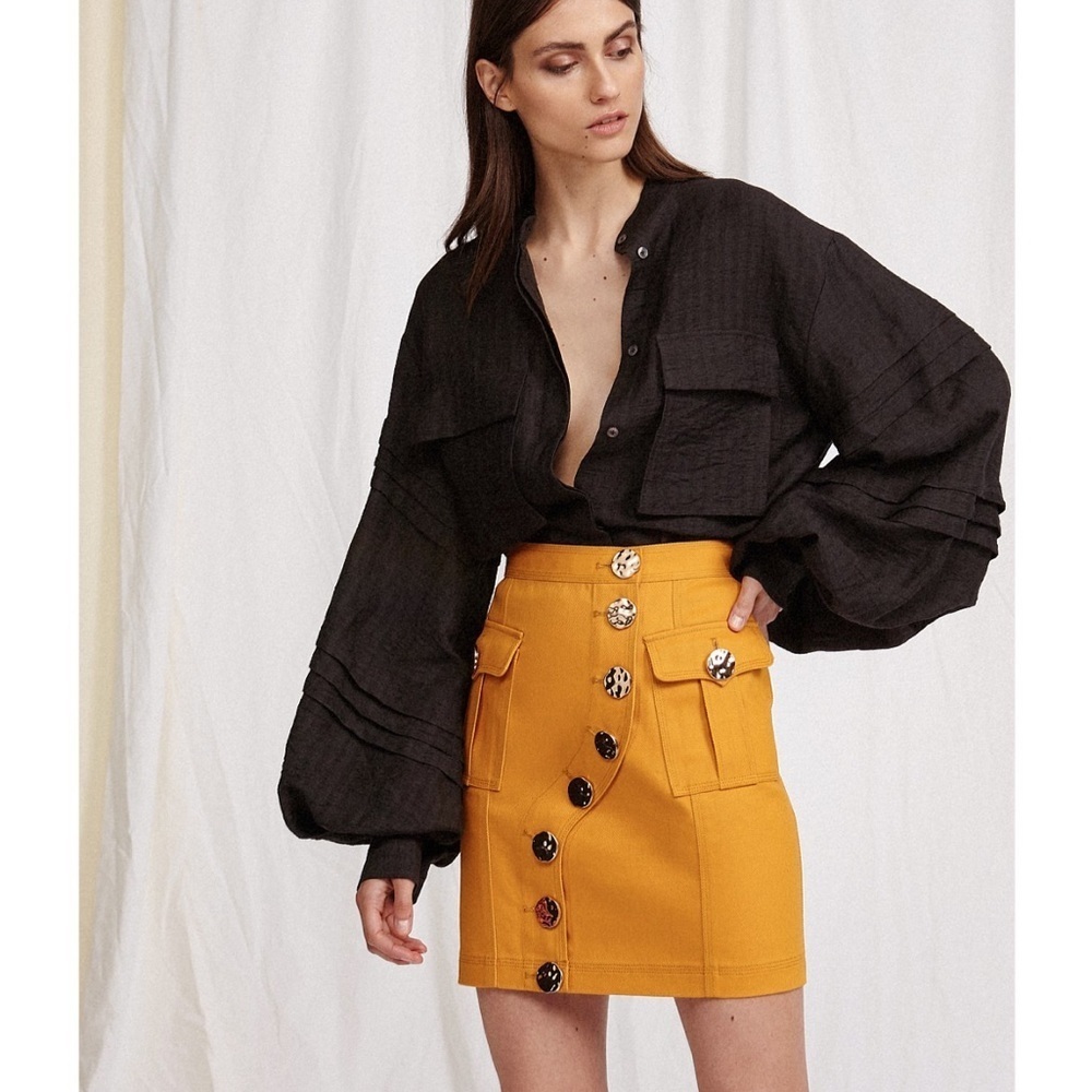 ACLER Etchells Denim Skirt In Yellow Size US 2 - Picture 2 of 11